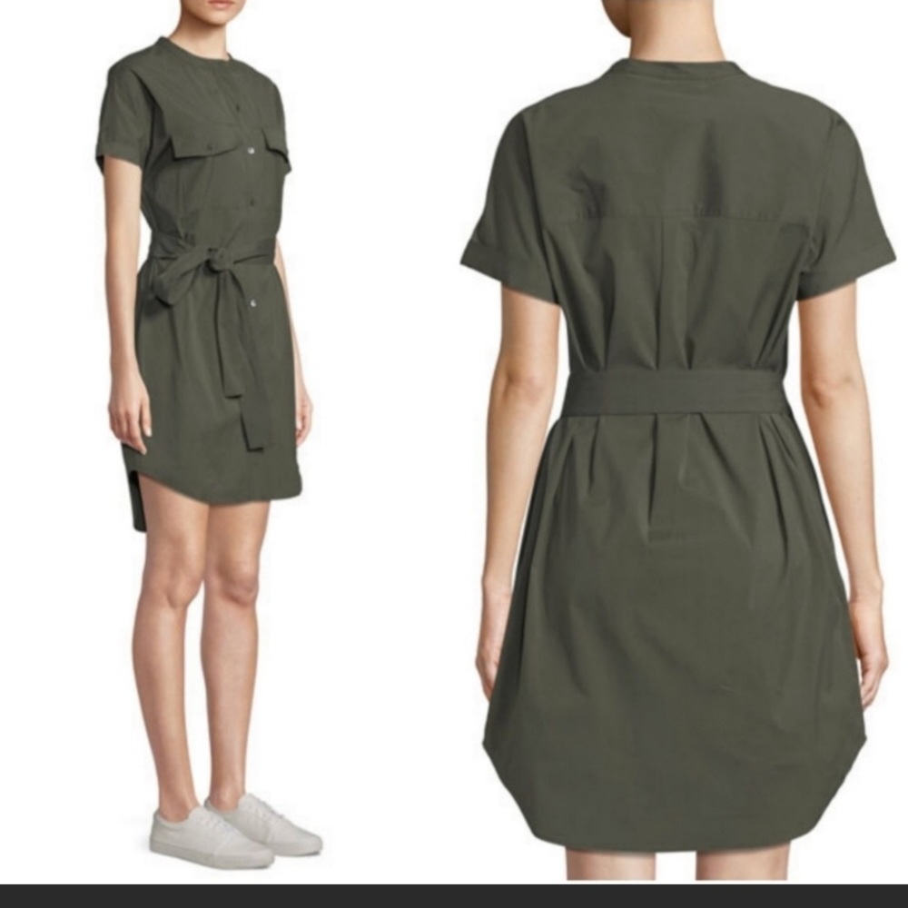 Theory Cargo Stretch Cotton Dress In Green